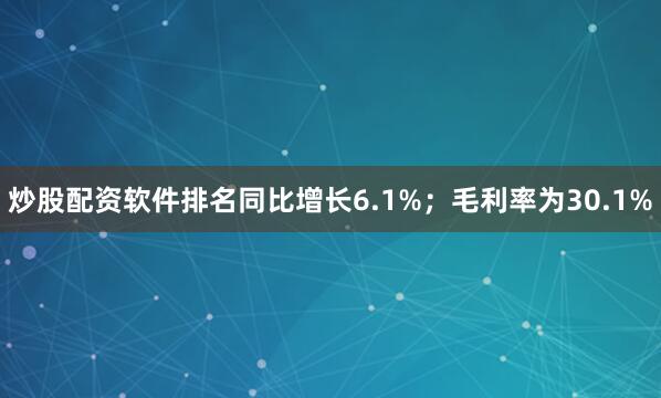 炒股配资软件排名同比增长6.1%；毛利率为30.1%
