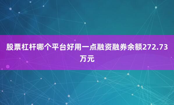 股票杠杆哪个平台好用一点融资融券余额272.73万元